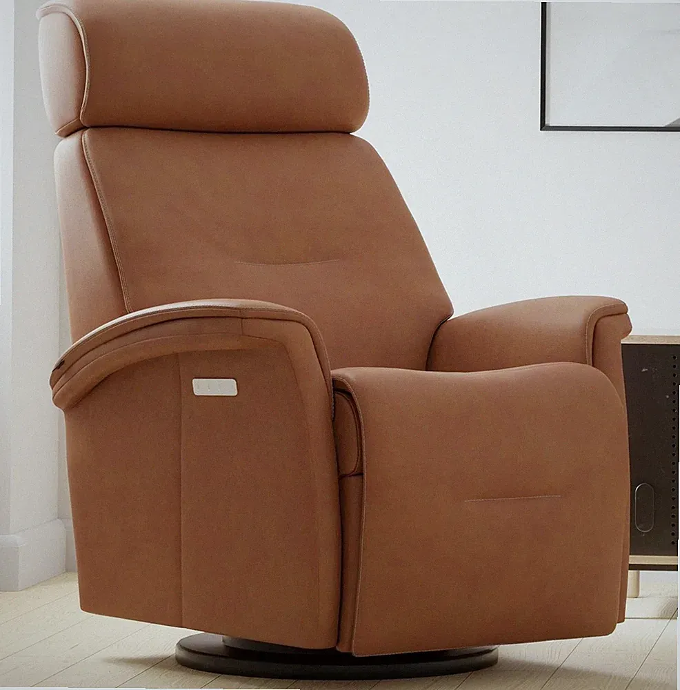 Fjords Rome Large Power 3 Motor Recliner Swivel Chair Relaxer - Whiskey Leather