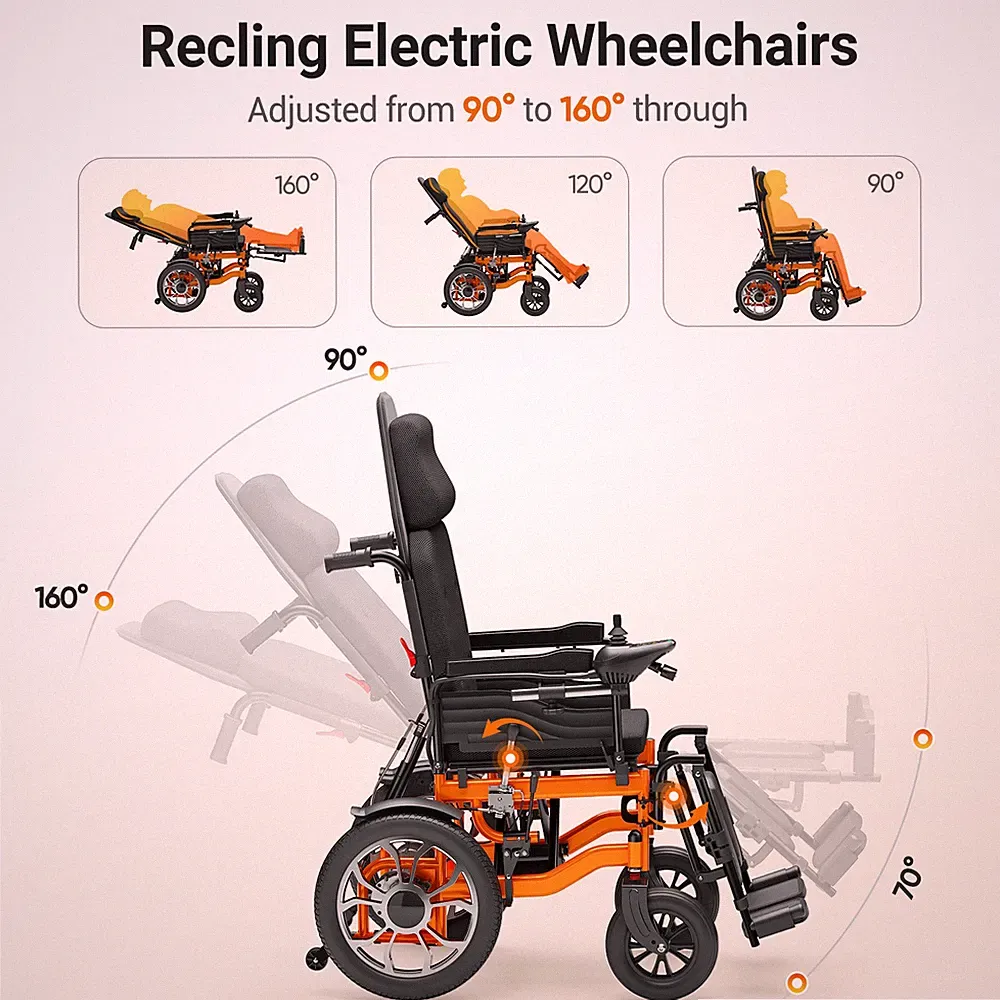 Foldable Reclining Electric Wheelchair 4 Wheels Scooter Wheelchair Aid Motorized