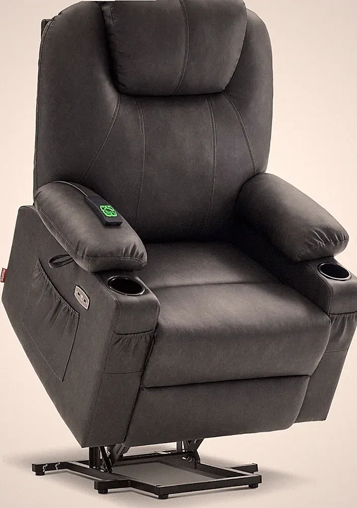 Large Dual Motor Lift Recliner Chair with Heat & Massage for Elderly - Grey