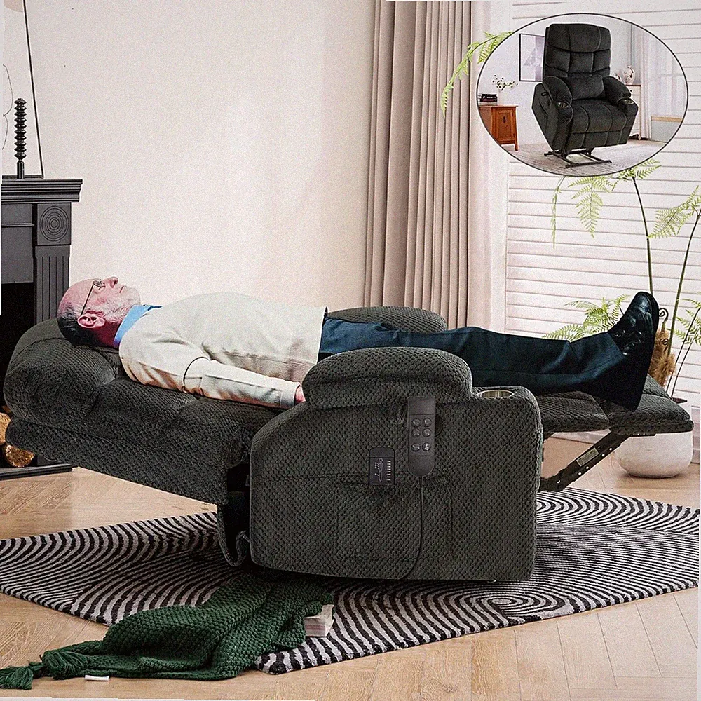 Oversized Dual Motor Recliner Chair with Massage & Heat - Grey