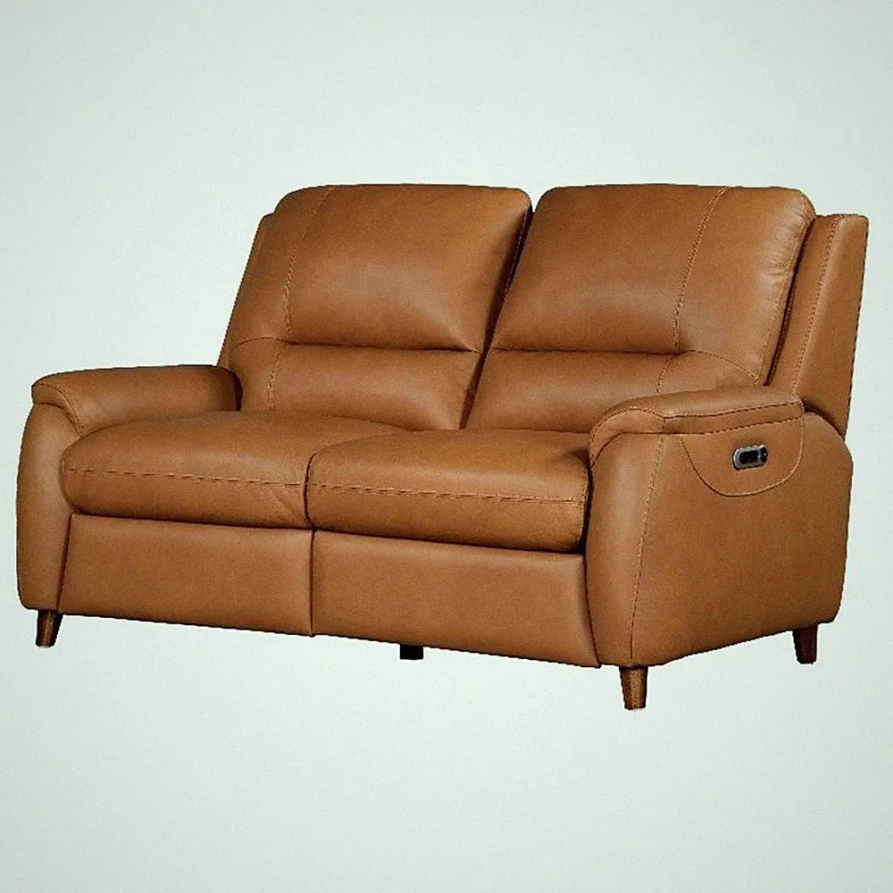 Pemberly Row Contemporary Caramel Cream Power Reclining Loveseat P2