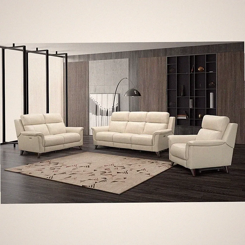 Pemberly Row Power Reclining Loveseat with Head Rests in Laurel Cream
