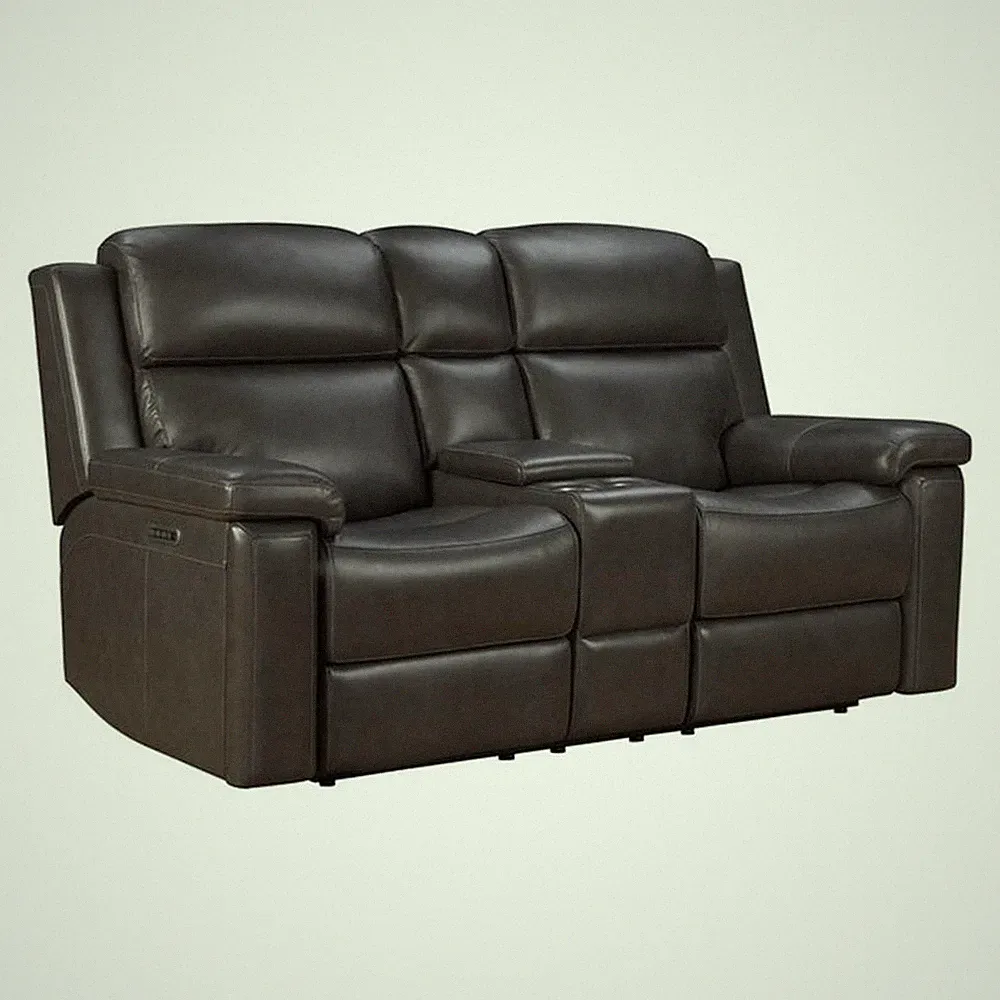 Pemberly Row Power Reclining Loveseat with Heat & Massage in Matteo Smokey Gray