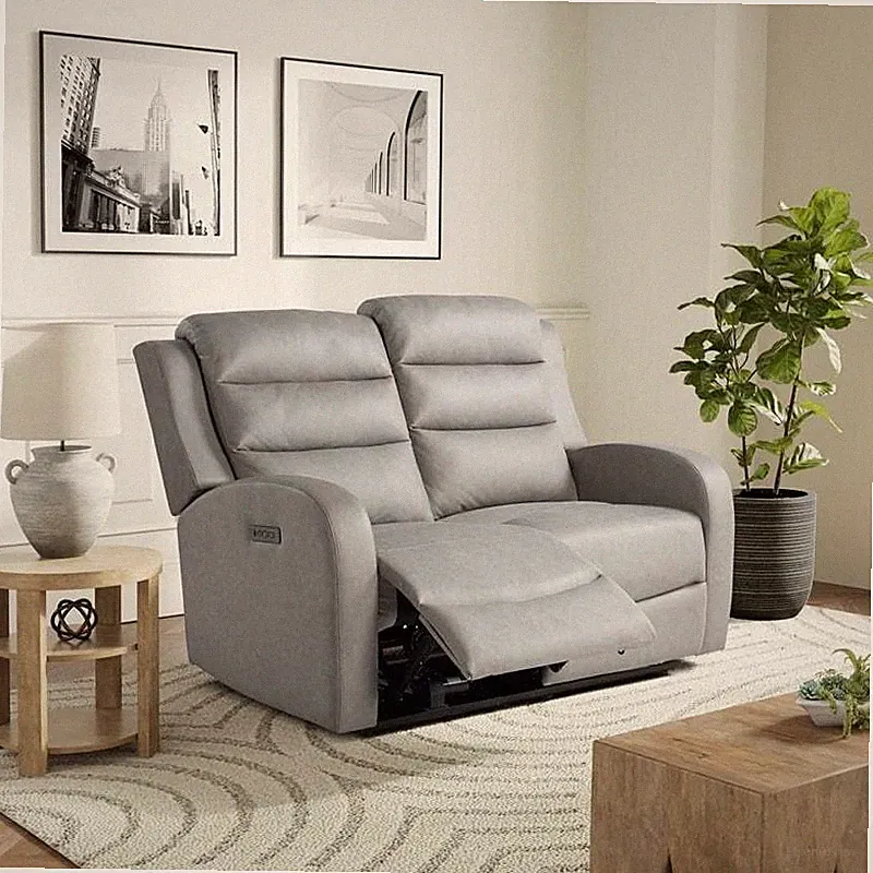 Relax A Lounger Ashland Power Recliner Loveseat in Gray Vegan Faux Leather